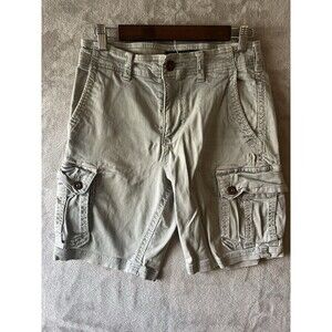American Eagle Cargo Shorts Men's 30‎ Cream Khaki 10" Inseam Classic Fit